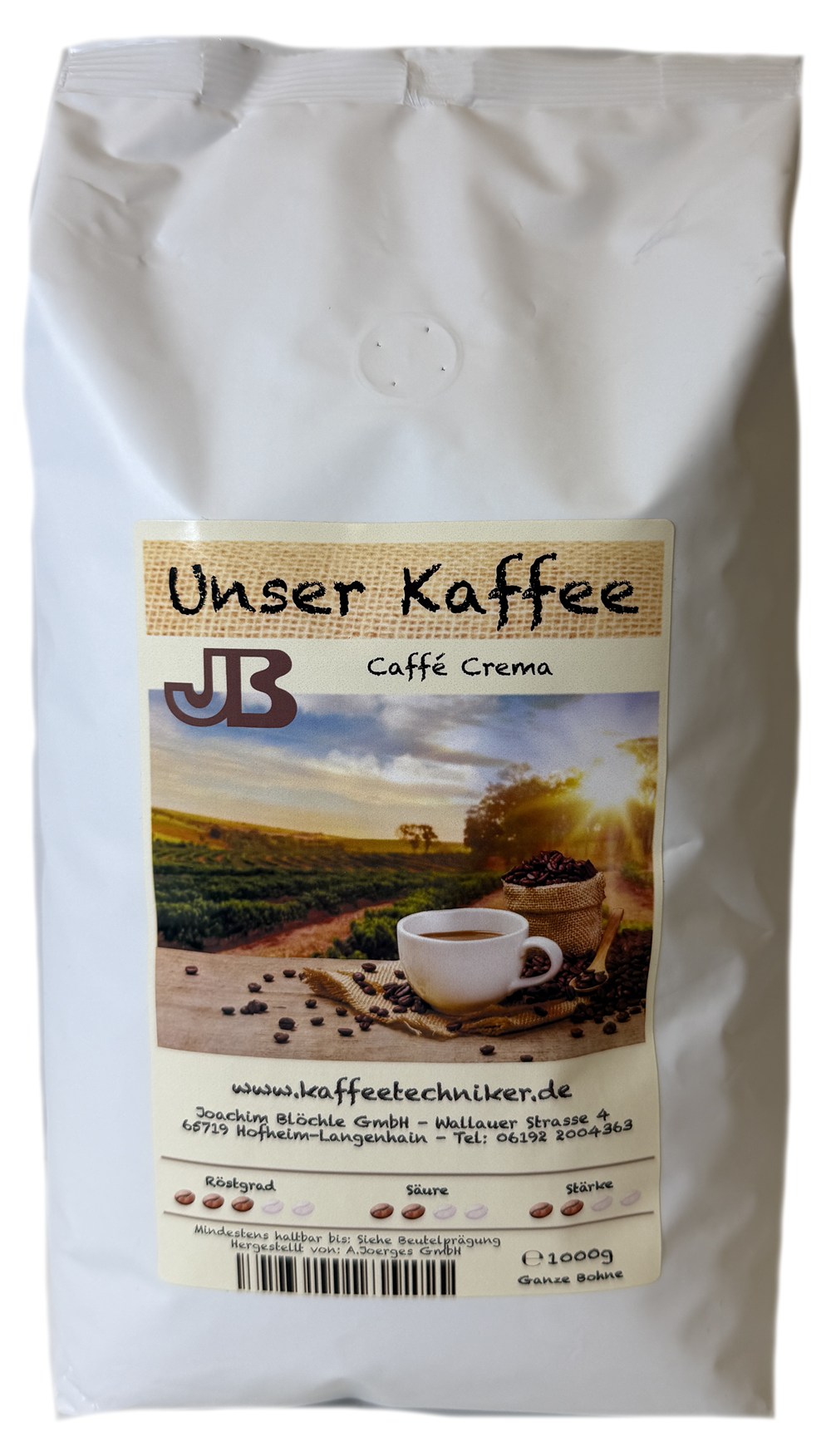 JB Unser Kaffee Caffe Crema, 1000 g ganze Bohne
